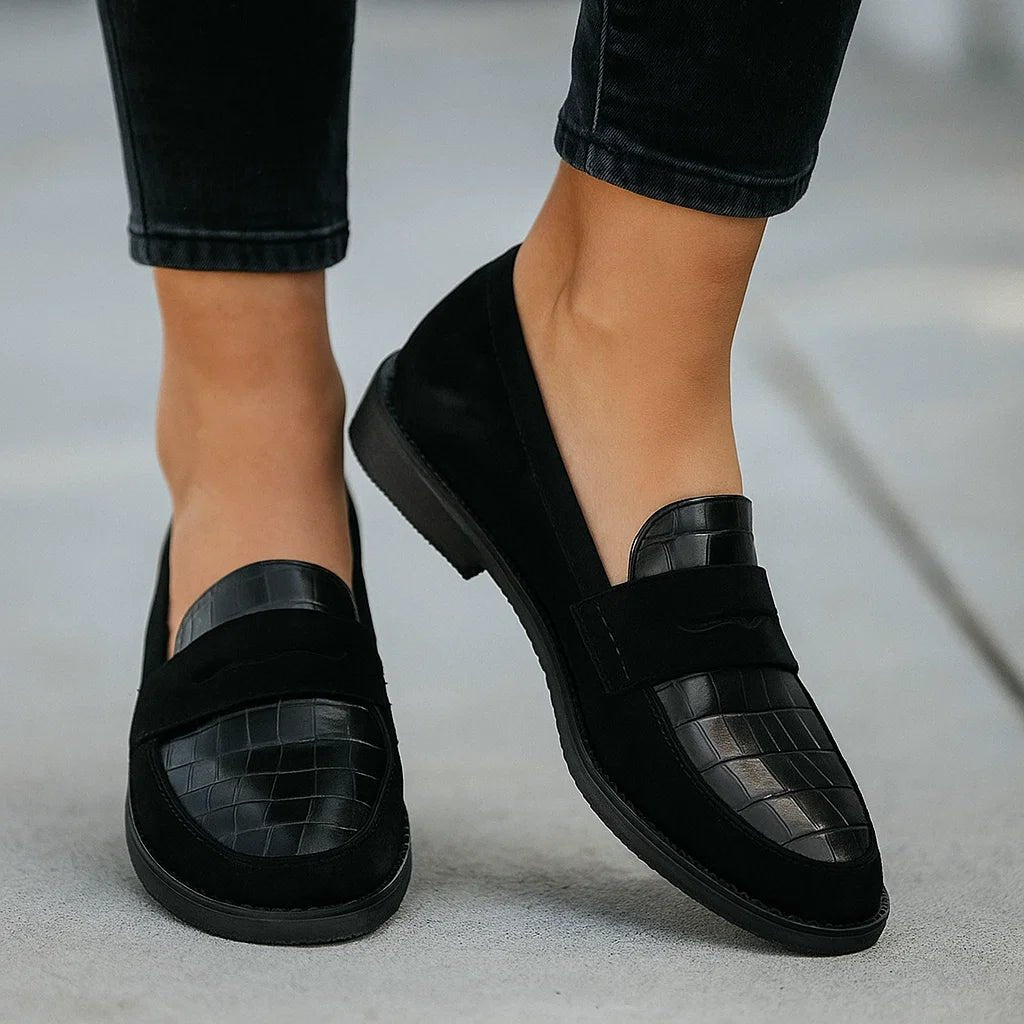 Damskie Skórzane Mokasyny z Wytłaczanym Wzorem - vivano - warszawa