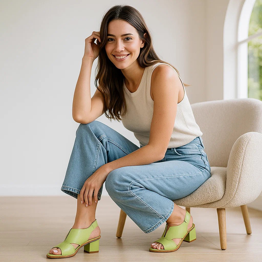 Damskie Skórzane Sandały - Wygodne Obcasy - Selina - vivano - warszawa