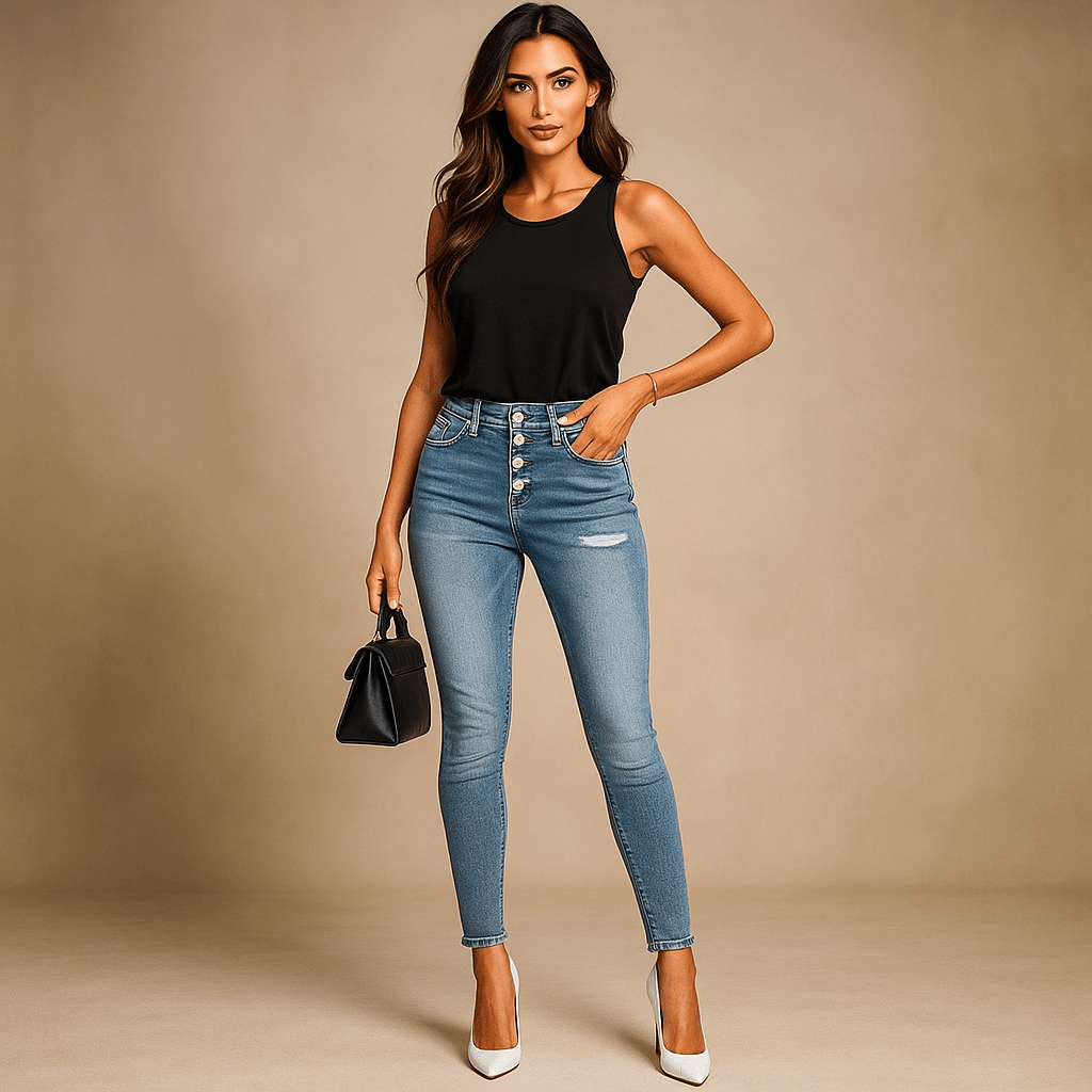 Damskie Slim Fit Ripped Jeans - Nowoczesne Wygodne Denim - vivano - warszawa