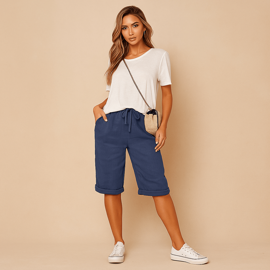 Damskie Spodnie Cropped - Gumowy Pas - Kieszenie - Luźny Komfort - vivano - warszawa