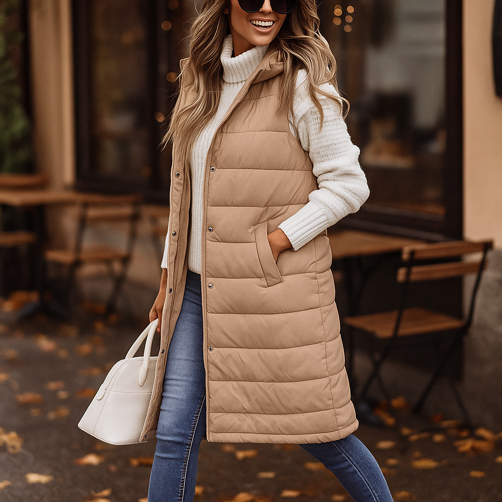 Vivano – Długi Bodywarmer z Kapturem Dla Kobiet