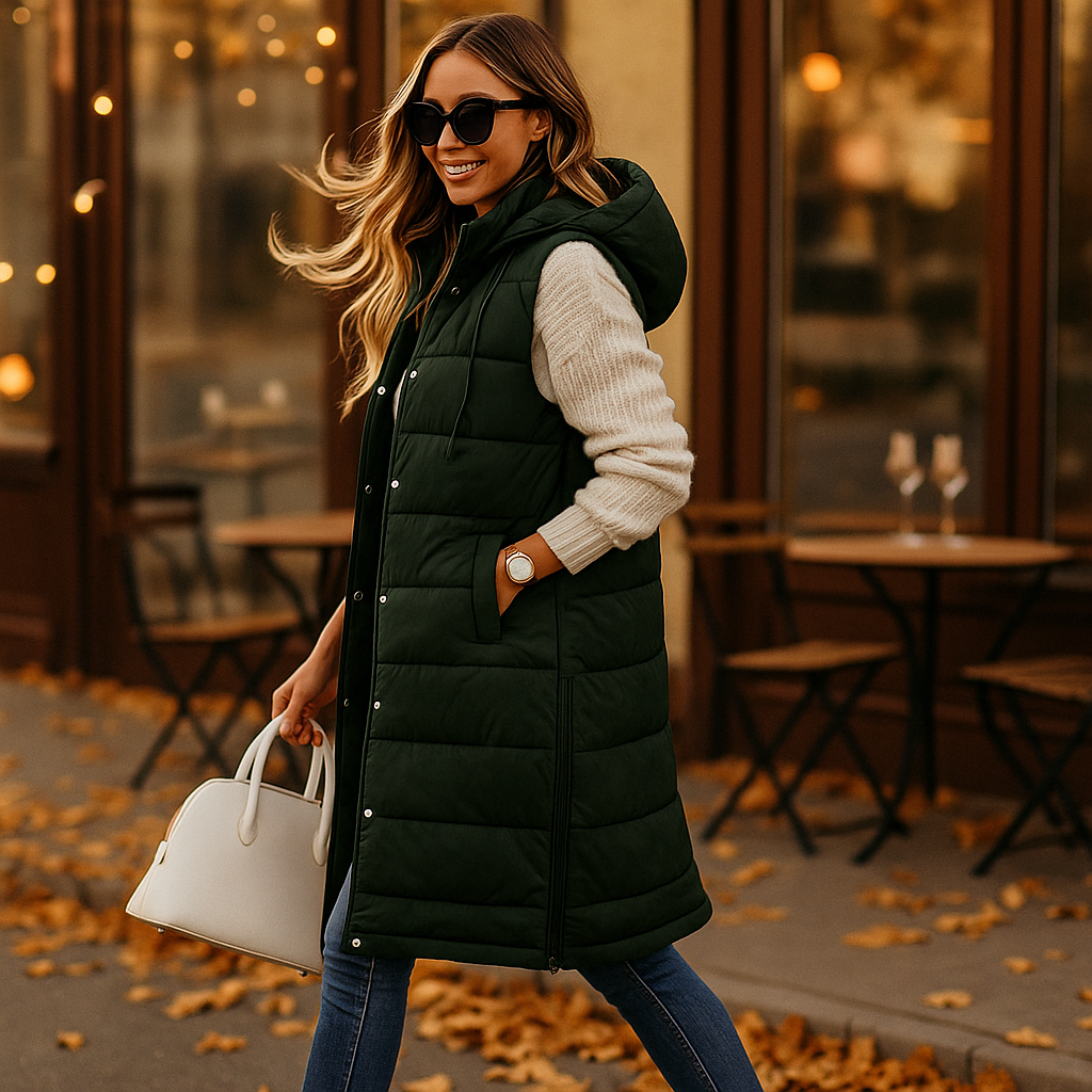 Vivano – Długi Bodywarmer z Kapturem Dla Kobiet