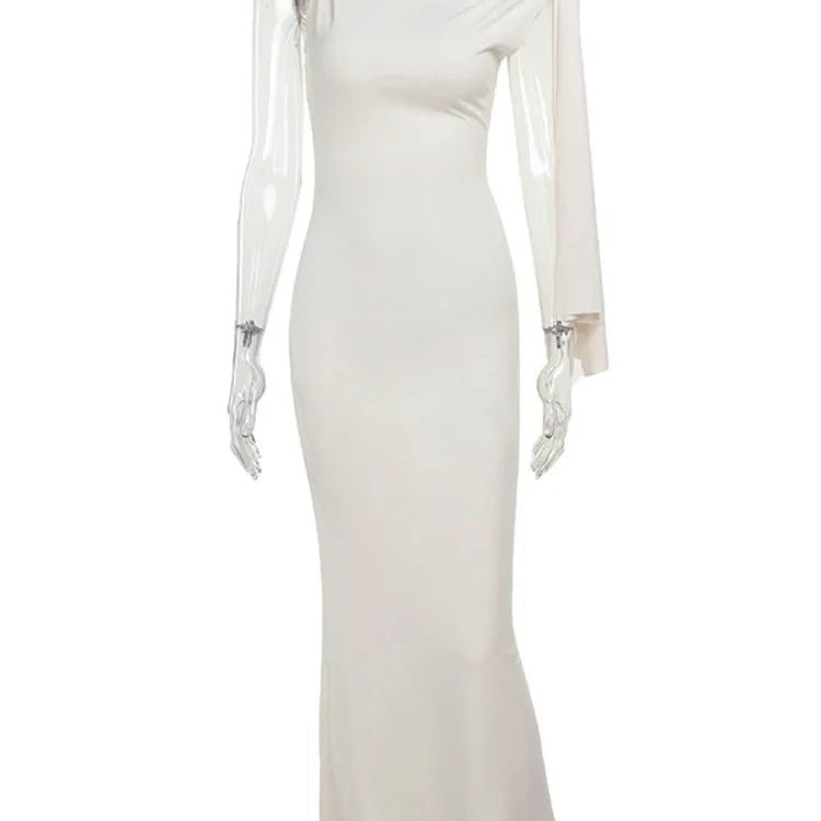 Elegancka Damska Suknia Maxi Jednoramienna z Kokardą - vivano - warszawa