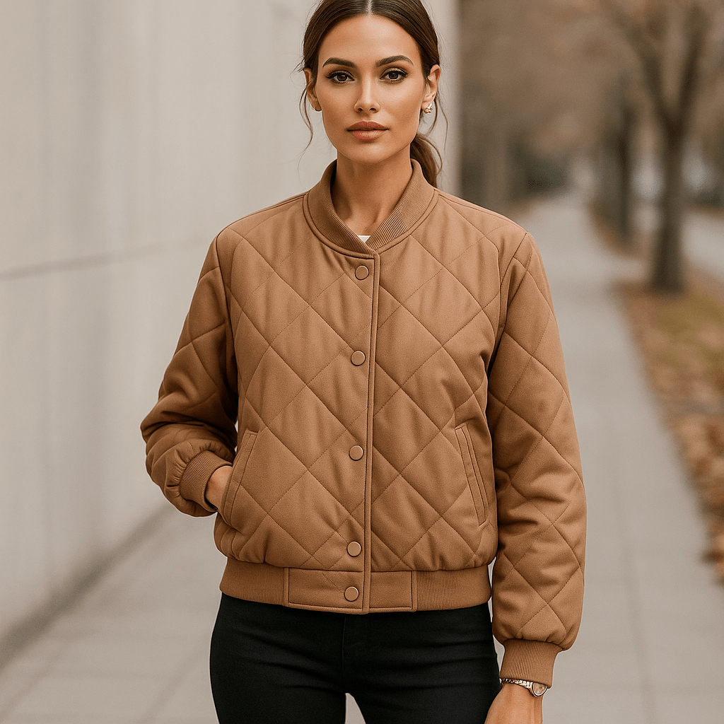 Elegancka kurtka bomber pikowana - damska - termiczna - ciepła - lekka - stylowa - vivano - warszawa