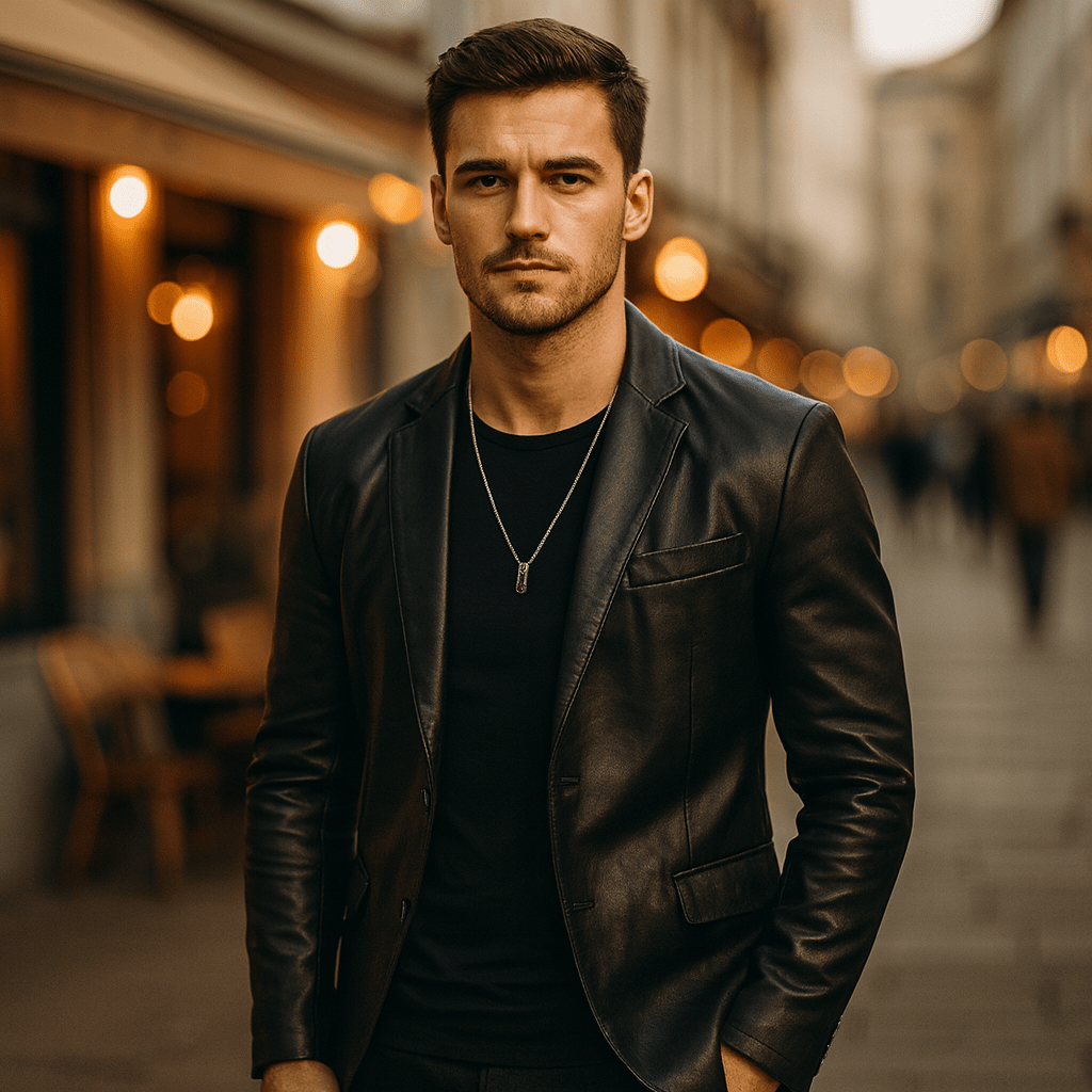 Elegancka Męska Kurtka ze Skóry PU - vivano - warszawa