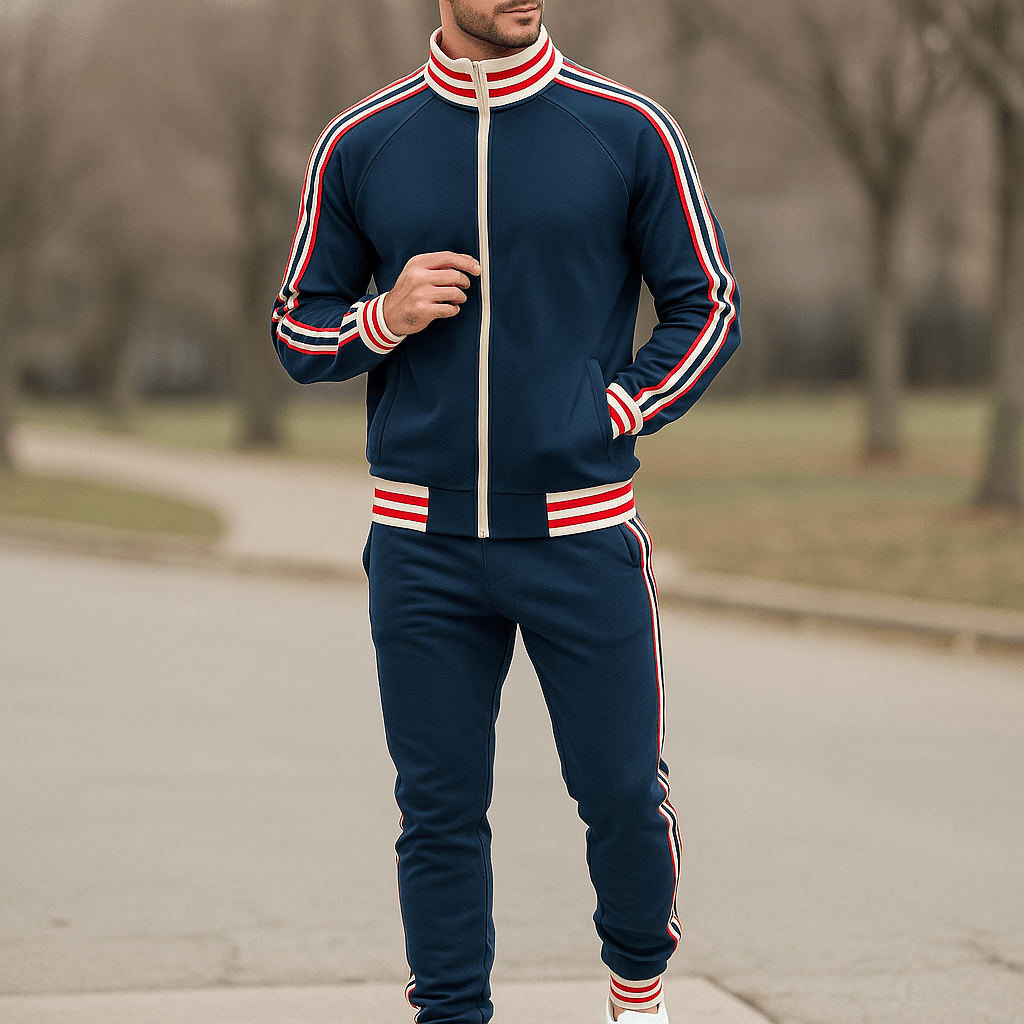 Fin - Męski dres w paski - Bluza i spodnie - vivano - warszawa