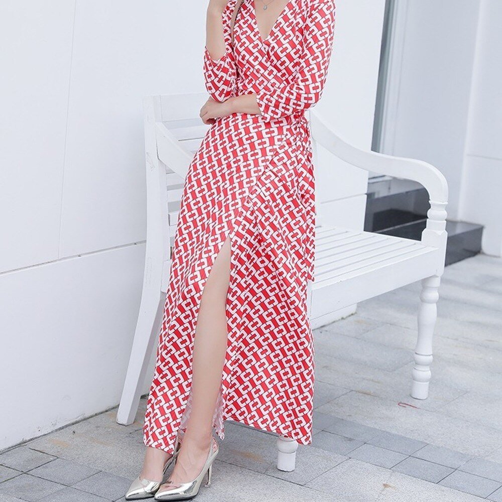 Graficzna sukienka z kopertowym dekoltem - vivano - warszawa