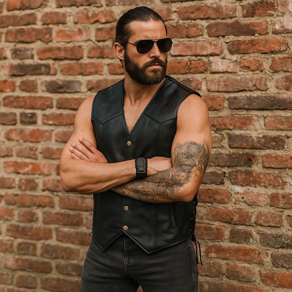 Herrer premium skórzana kamizelka motocyklowa - vivano - warszawa