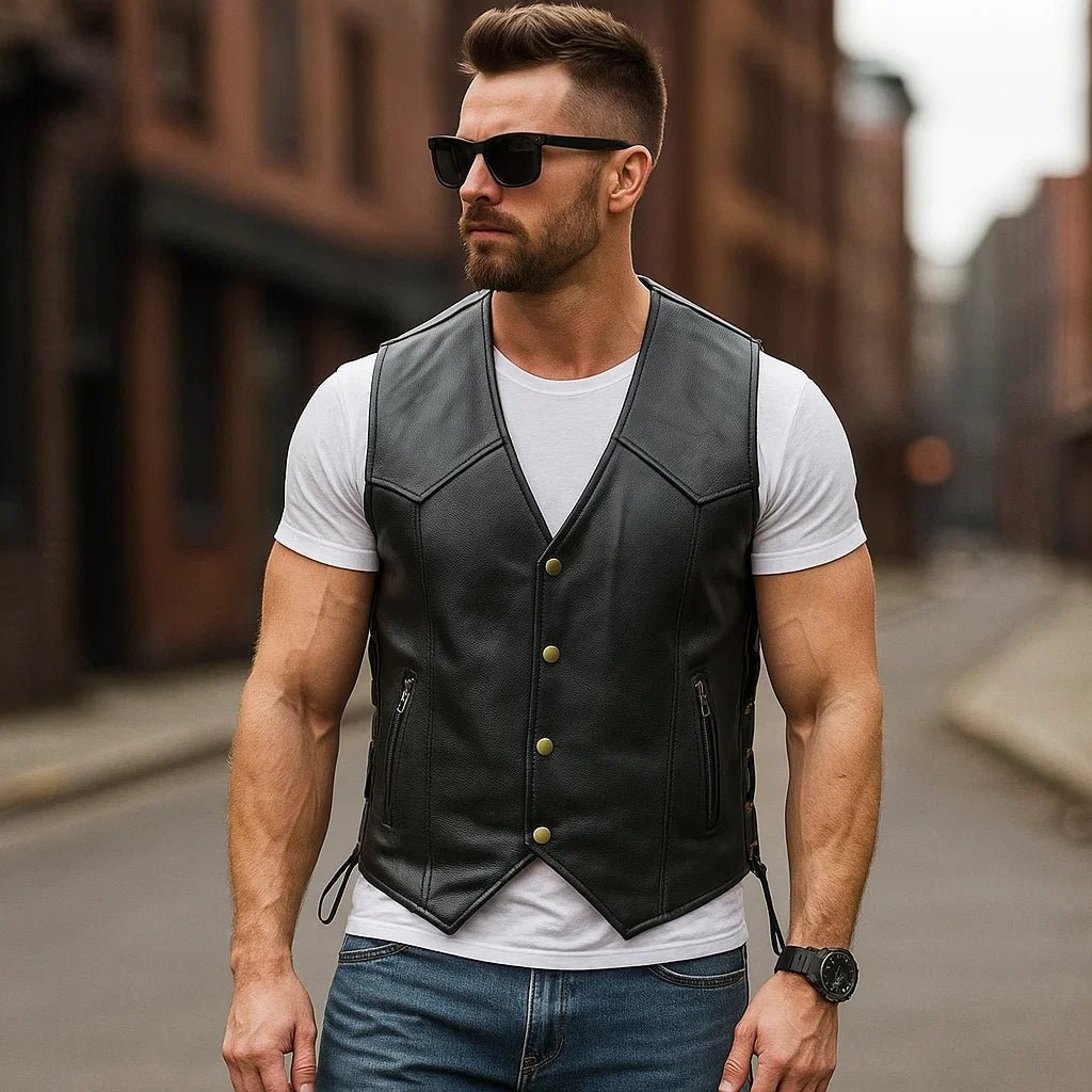 Herrer premium skórzana kamizelka motocyklowa - vivano - warszawa
