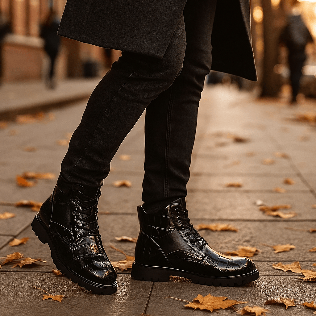 Jamison – Męskie Buty Wojskowe z Wytłoczeniem Krokodyla