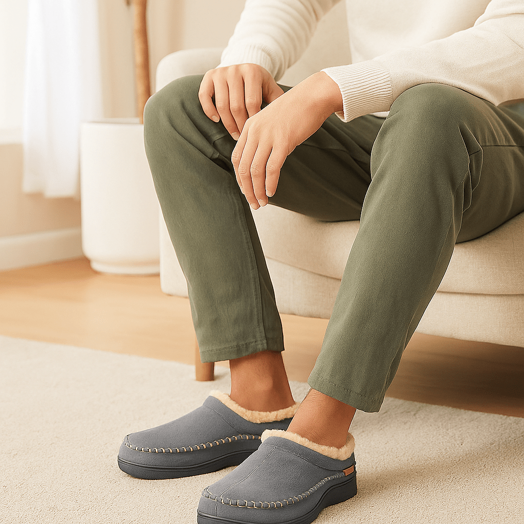 Jassy – Kapcie męskie z miękkiego materiału i ciepłe