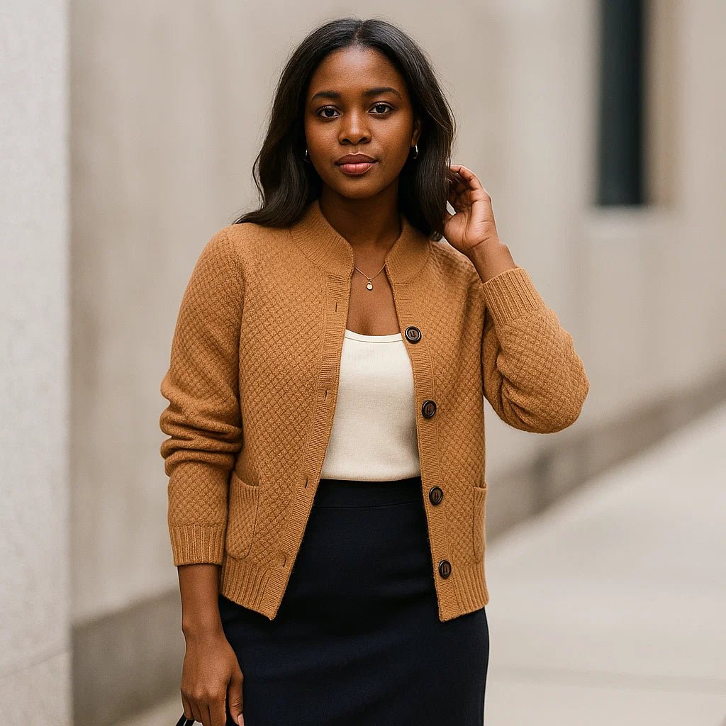 Kaszmirowy kardigan damski z guzikowym zapięciem - vivano - warszawa