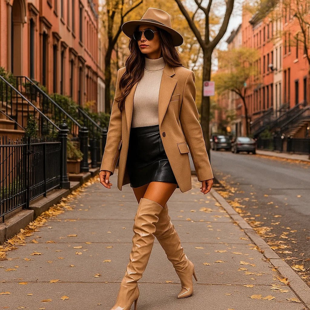 Katrinette Luo – Lakierowane Botki Over - Knee - vivano - warszawa