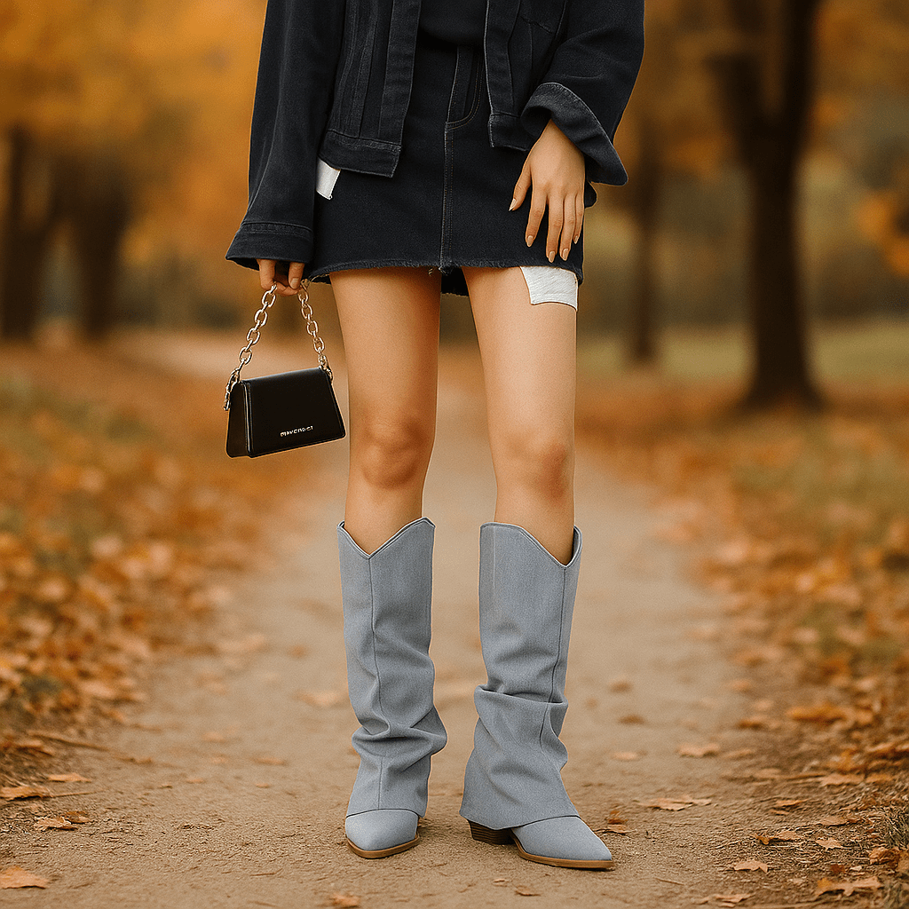 Kowbojskie St bootsy z Dżinsu - Stylowe - Komfortowe - Trwałe - vivano - warszawa