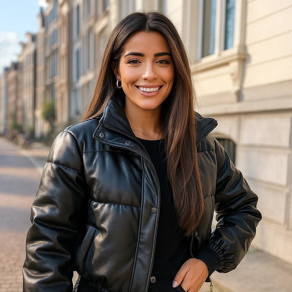 Krótka Puchowa Kurtka - Styl Bomber - Lekka i Ciepła - vivano - warszawa