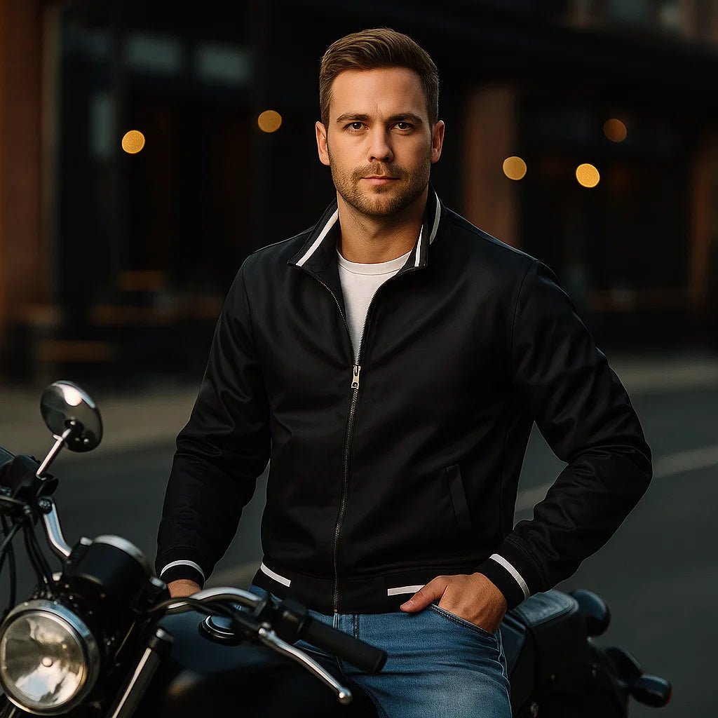 Kurtka bomber męska - paski - stylowy komfort - vivano - warszawa