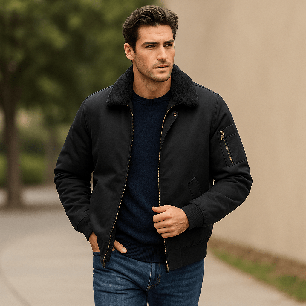 Kurtka Dorevelle - Podwójny bomber - Wełna jagnięca - Męska - vivano - warszawa