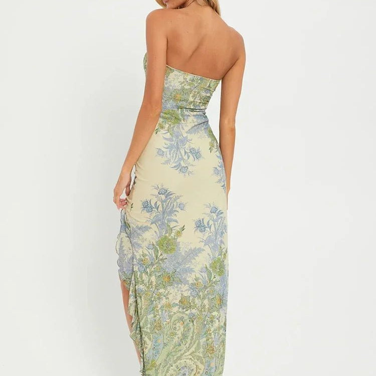 Kwiecista sukienka bez ramiączek z rozcięciem – zmysłowa i kobieca na lato - vivano - warszawa