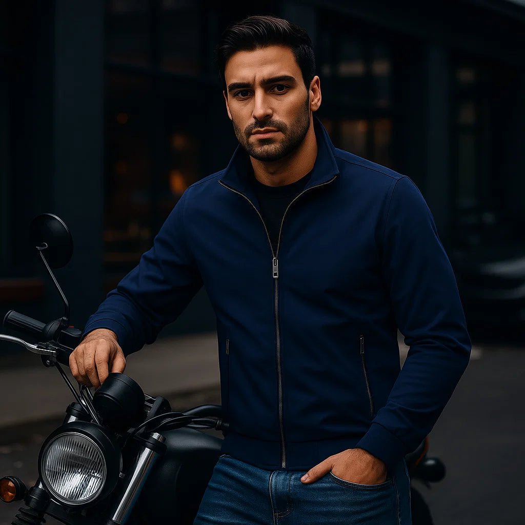 Luźna Kurtka dla Mężczyzn - Wysoki Kołnierz - Komfort i Styl - vivano - warszawa