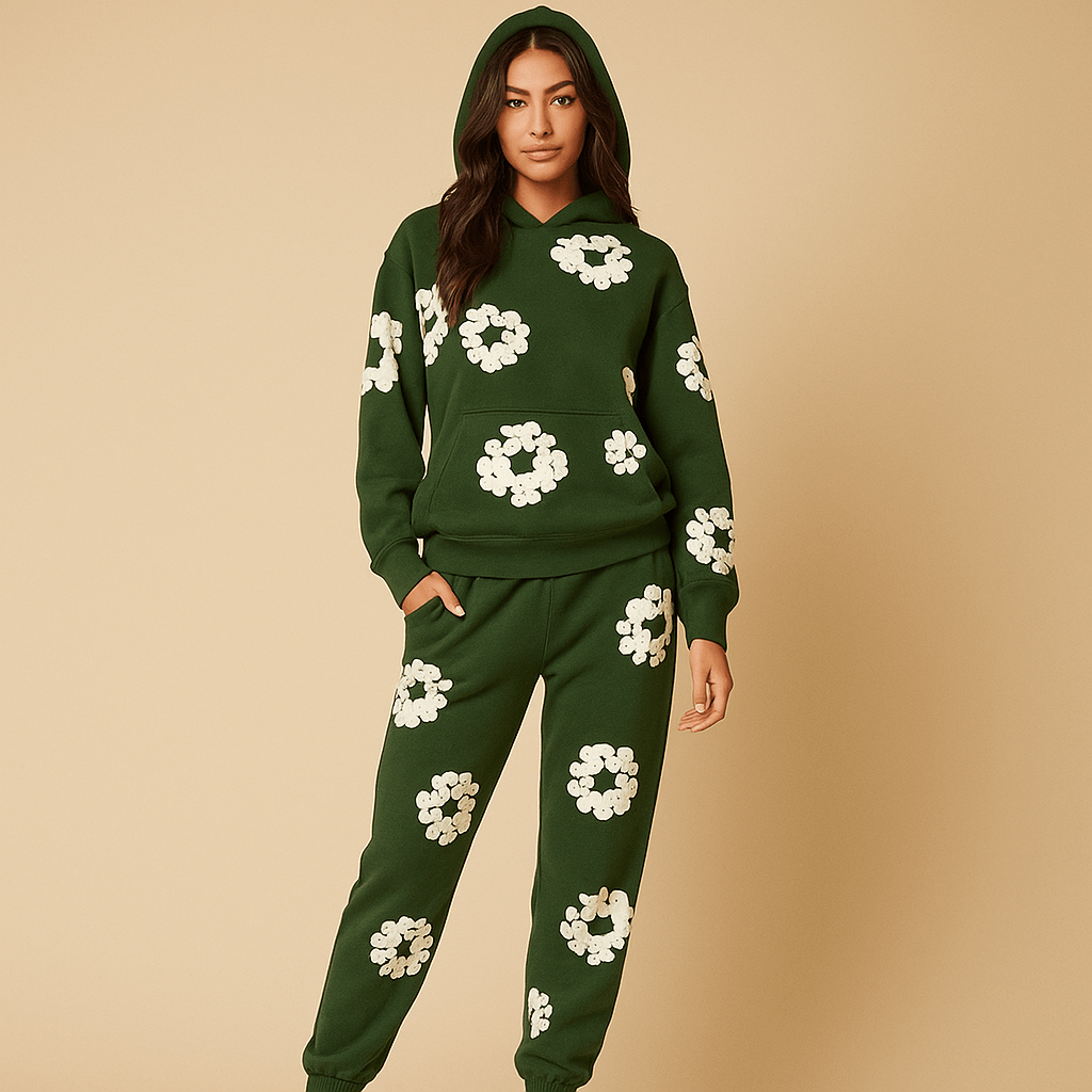 Luźny Zestaw - Miękka Bawełna - Bluza z Kapturem - Spodnie - vivano - warszawa