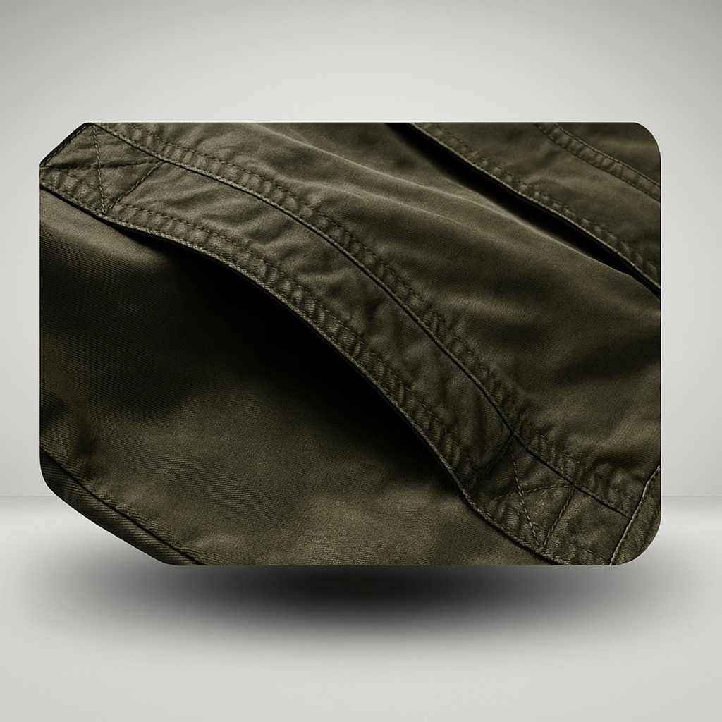 Męska Kurtka w Militarnym Stylu ze Stojącym Kołnierzem