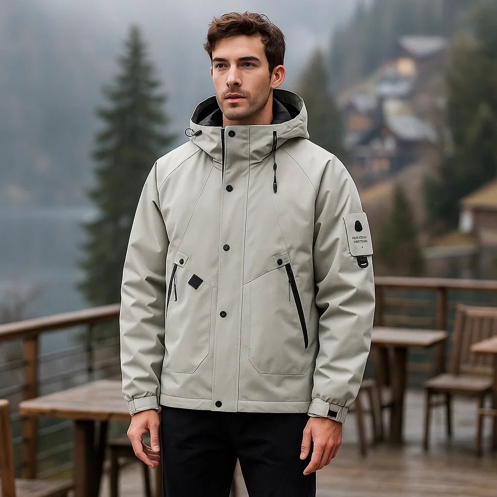 Męska wodoodporna zimowa kurtka narciarska z kapturem