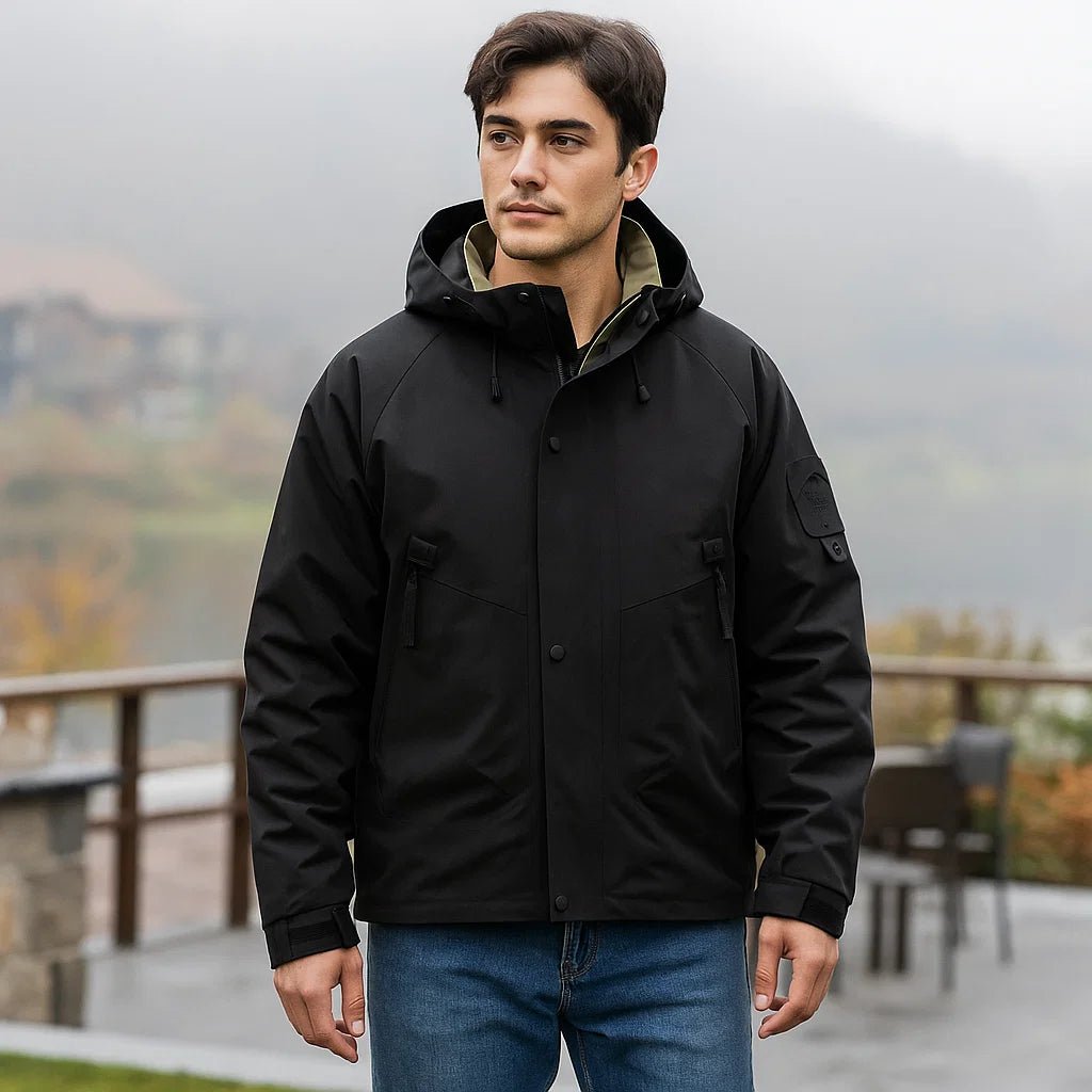 Męska wodoodporna zimowa kurtka narciarska z kapturem