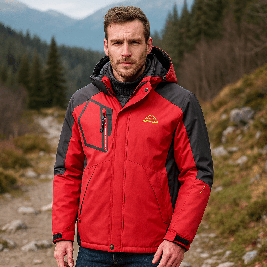 Męska kurtka narciarska zimowa wodoodporna z kapturem