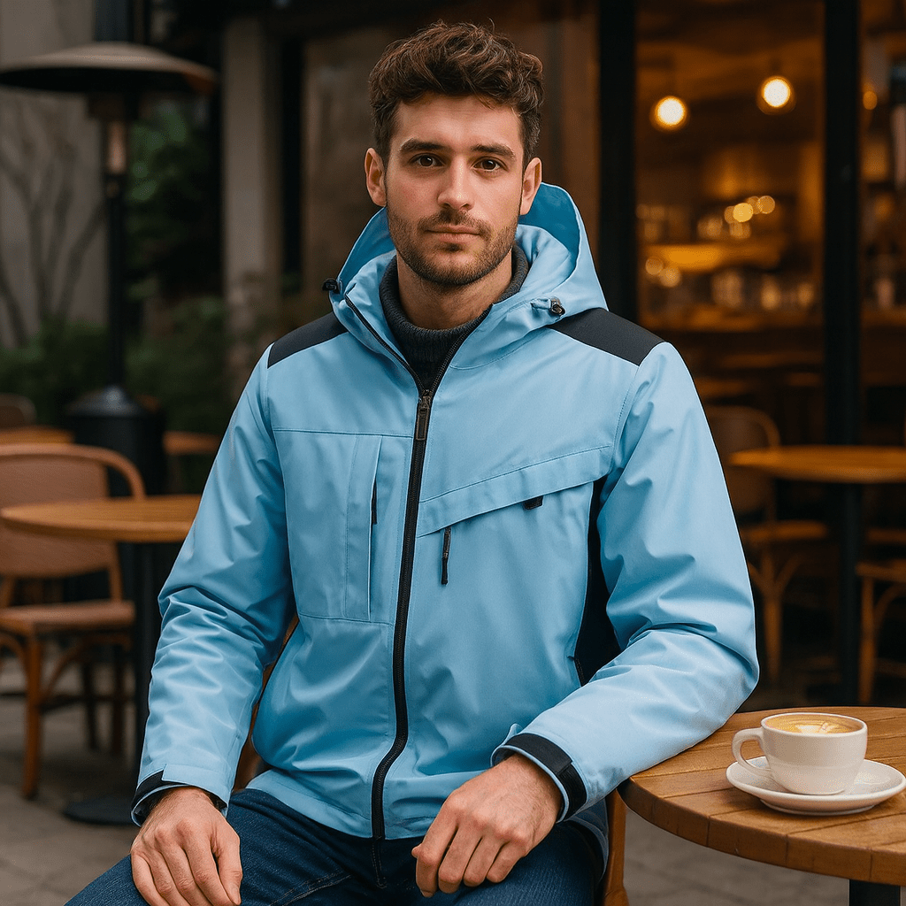 Męska kurtka narciarska zimowa z kapturem i luźnym krojem