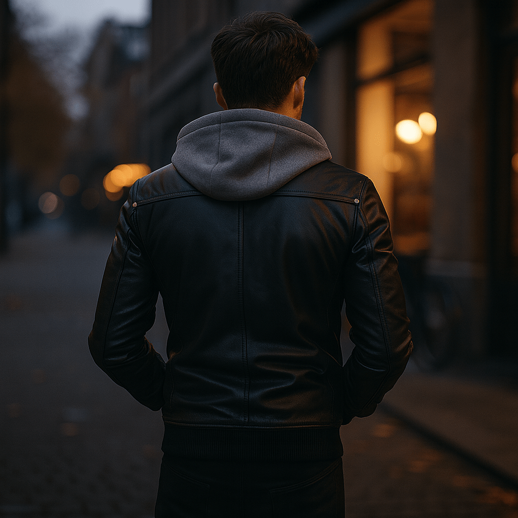 Męska Kurtka z Kapturem ze Skóry Ekologicznej - vivano - warszawa