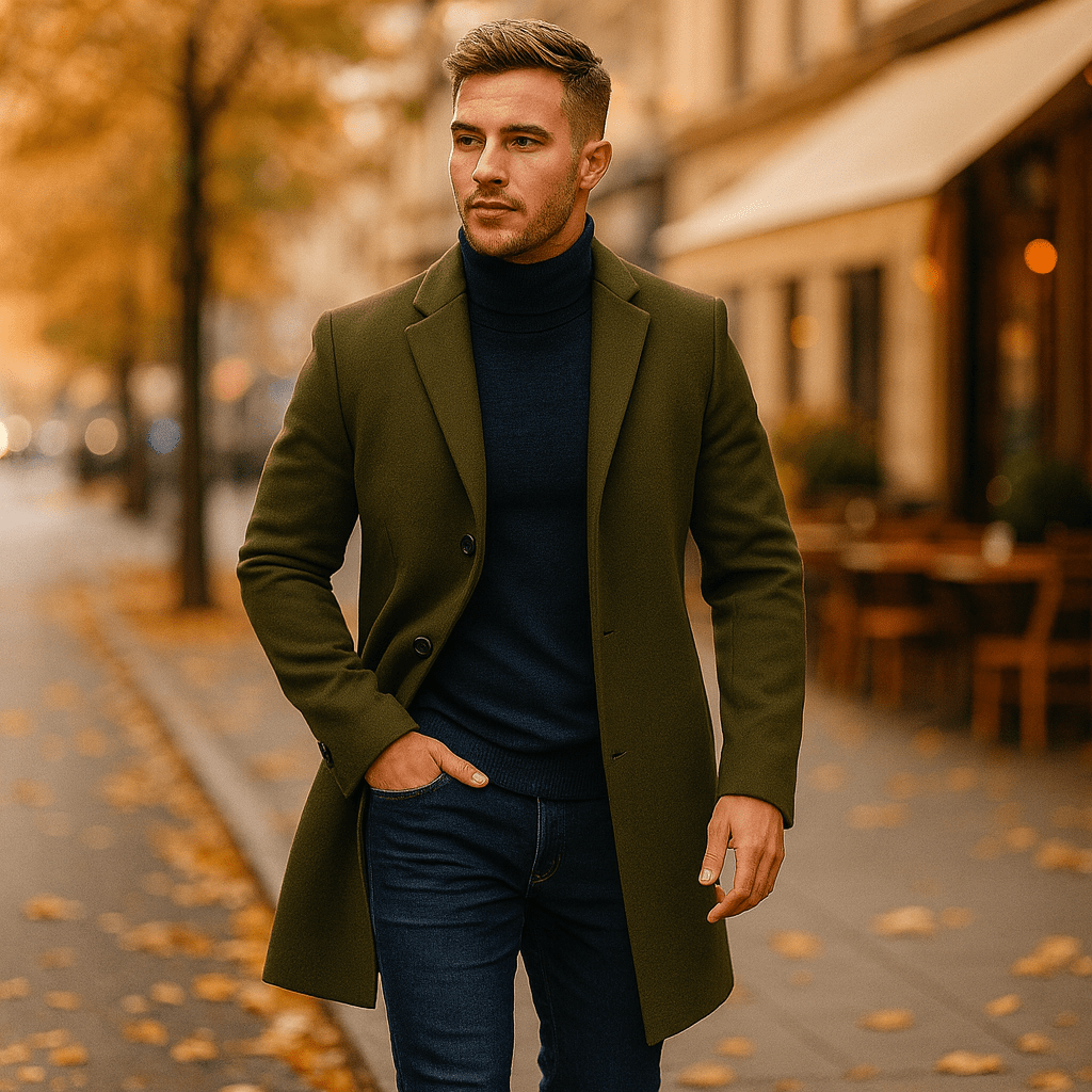 Męski Casual Płaszcz z Guzikami - vivano - warszawa