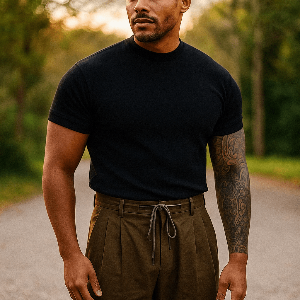 Męski dopasowany sweter ribbed - Oddychający elastyczny materiał