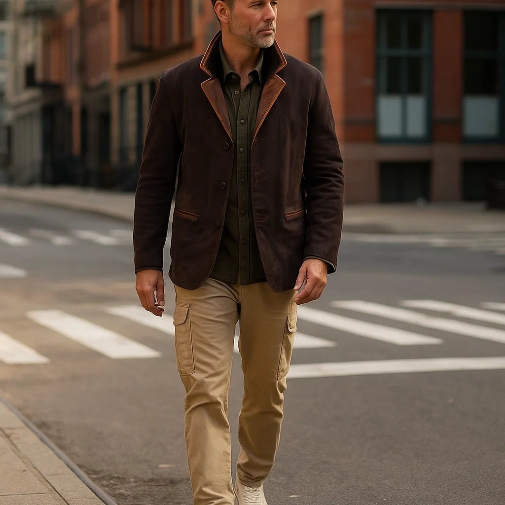 Męski płaszcz casual vintage z guzikami - vivano - warszawa