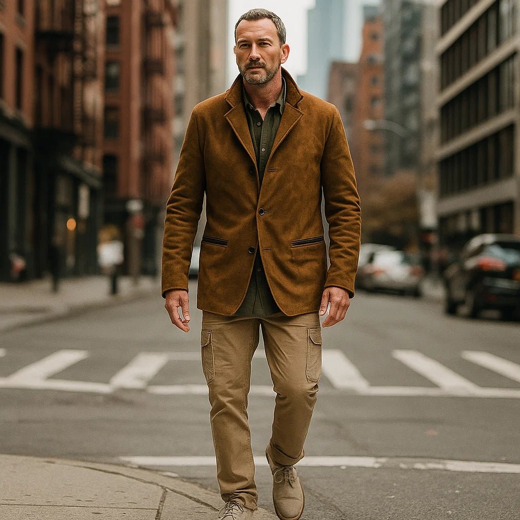 Męski płaszcz casual vintage z guzikami - vivano - warszawa