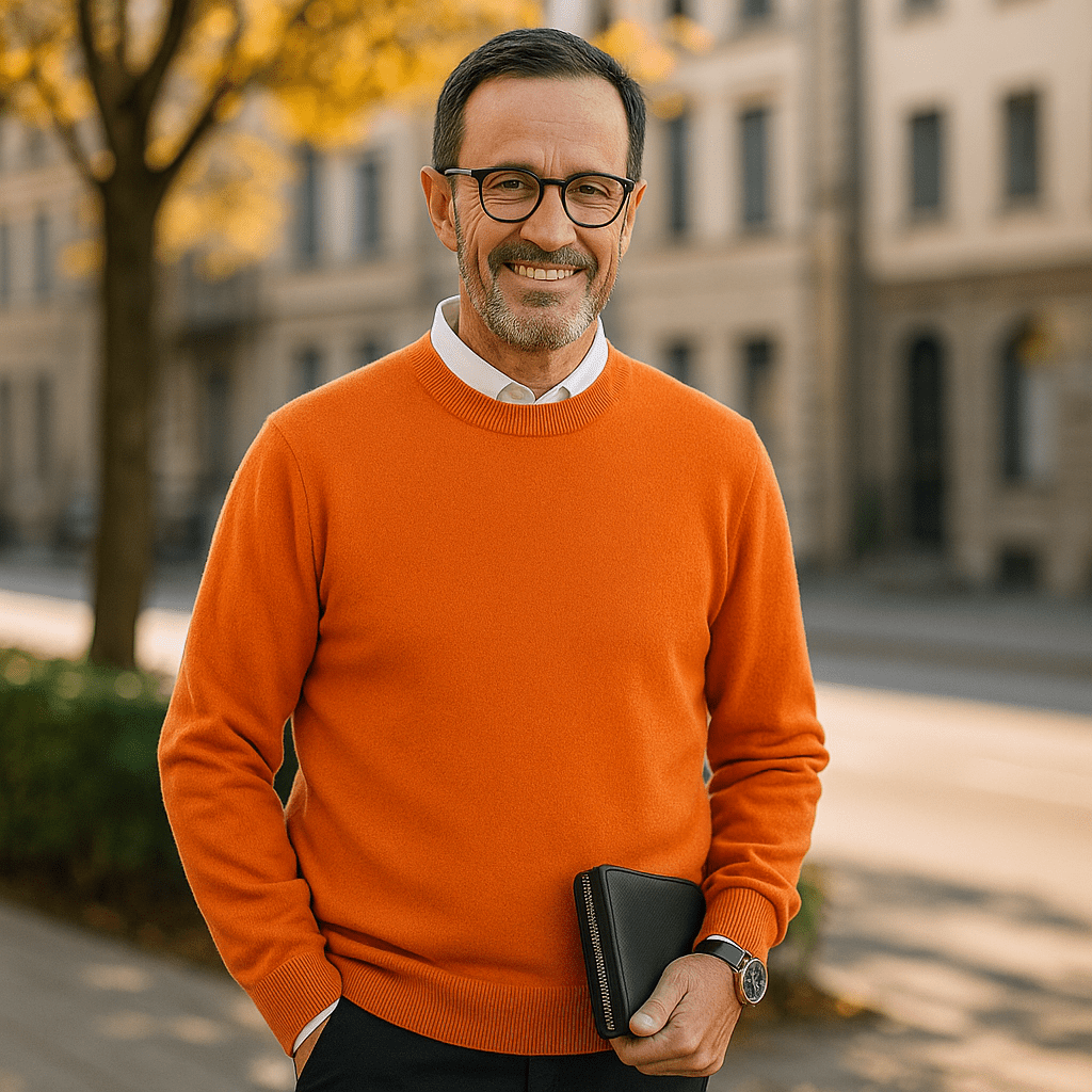 Męski Sweter Crew Neck - Miękka Wełna - Żebrowany Brzeg - Regular Fit - vivano - warszawa