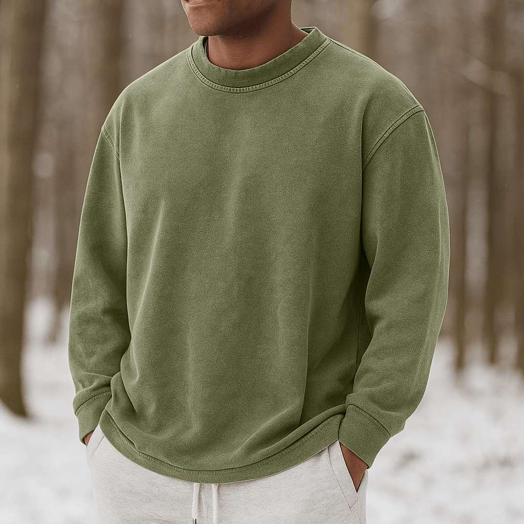 Męski Sweter Crewneck – Miękka Bawełna – Luźny Krój – Długie Rękawy - vivano - warszawa