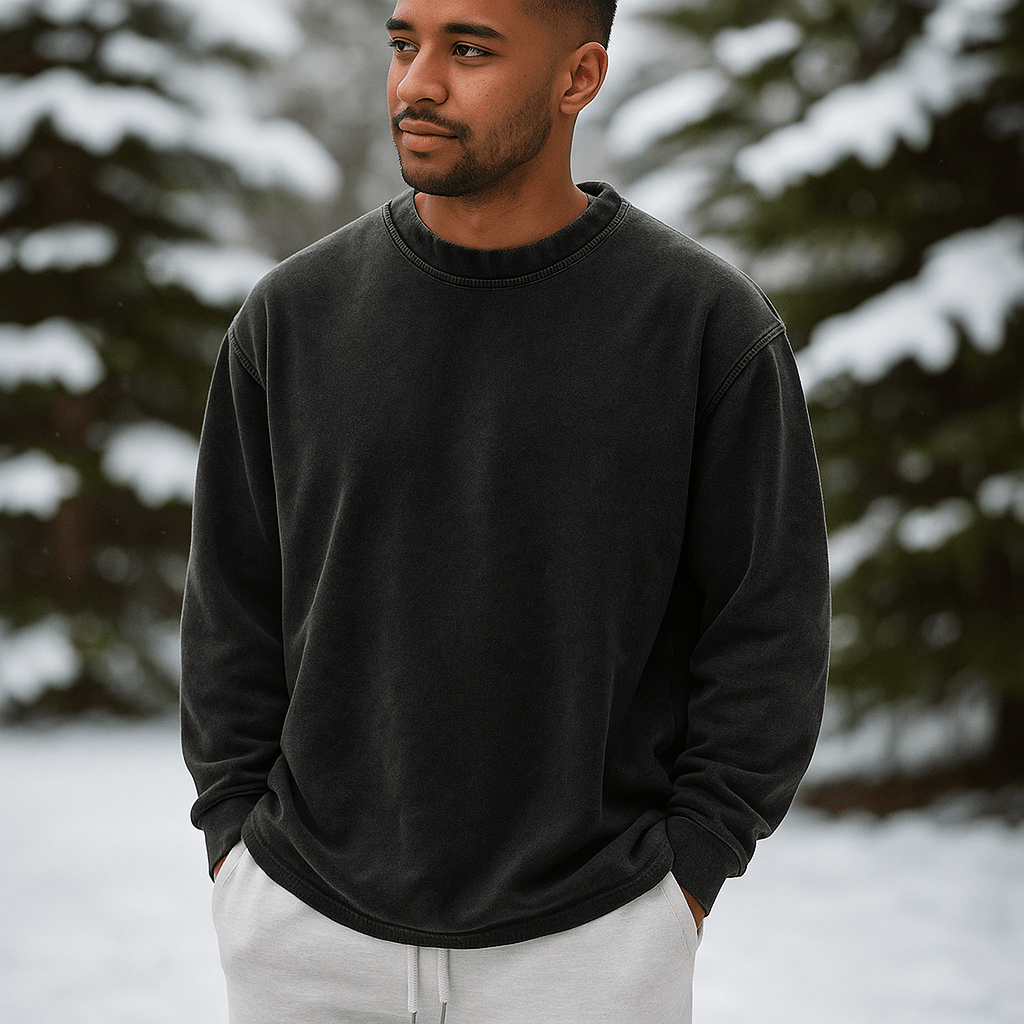 Męski Sweter Crewneck – Miękka Bawełna – Luźny Krój – Długie Rękawy - vivano - warszawa