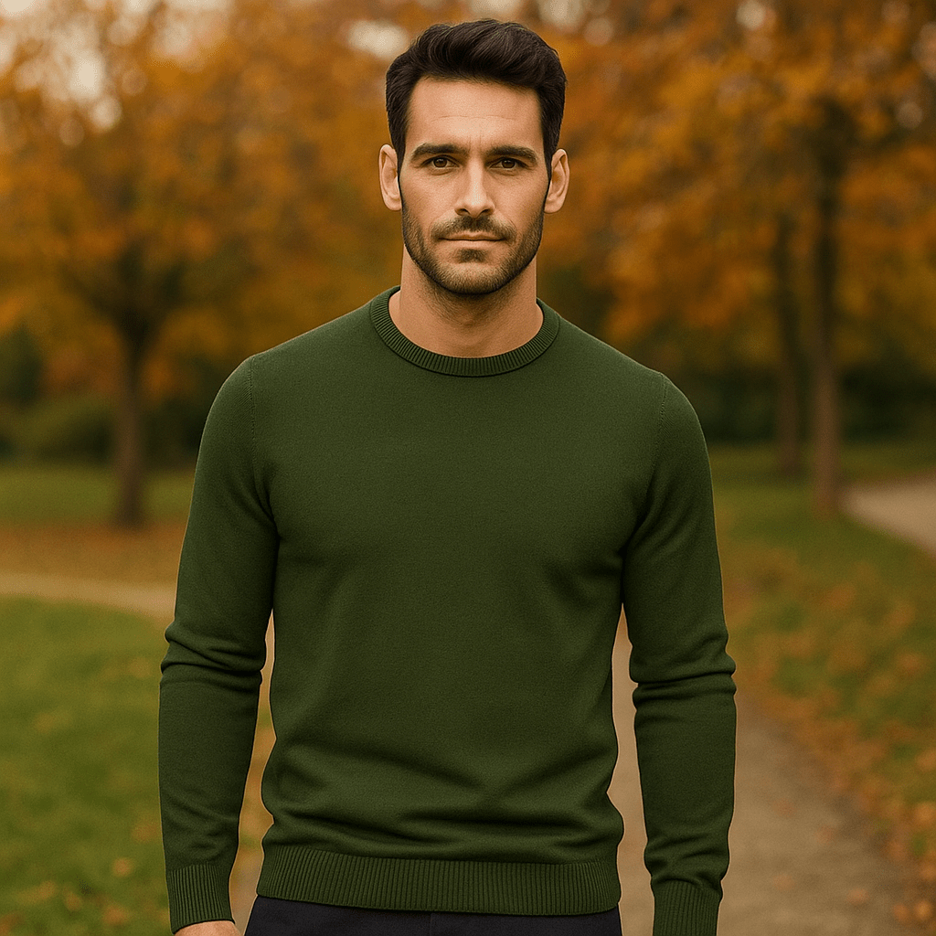 Męski Sweter z Okrągłym Dekoltem – Miękki – Ciepły – Długi Rękaw - vivano - warszawa