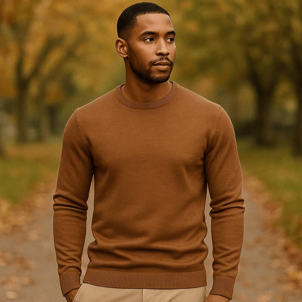 Męski Sweter z Okrągłym Dekoltem – Miękki – Ciepły – Długi Rękaw - vivano - warszawa