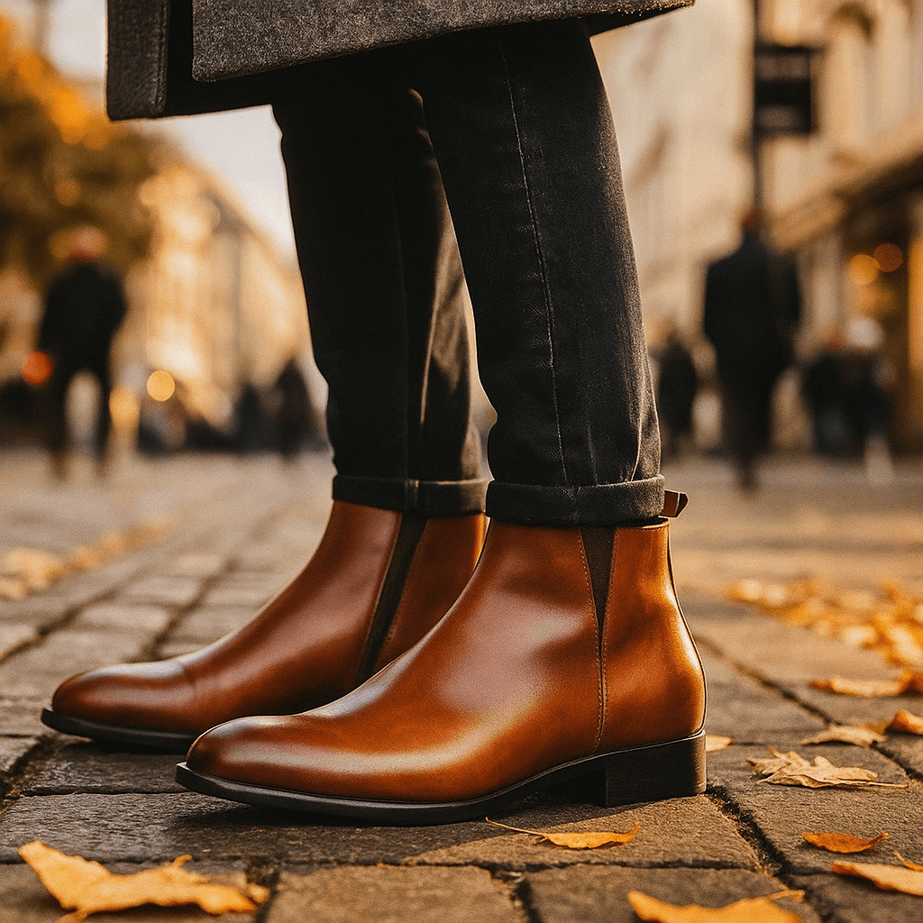 Męskie Buty Retro z Bocznym Zamkiem