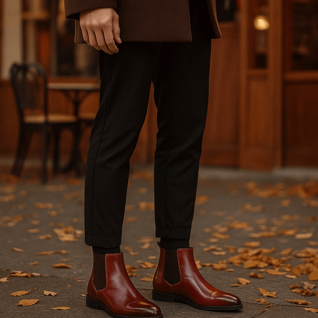 Męskie Skórzane Botki Ocieplane Eleganckie