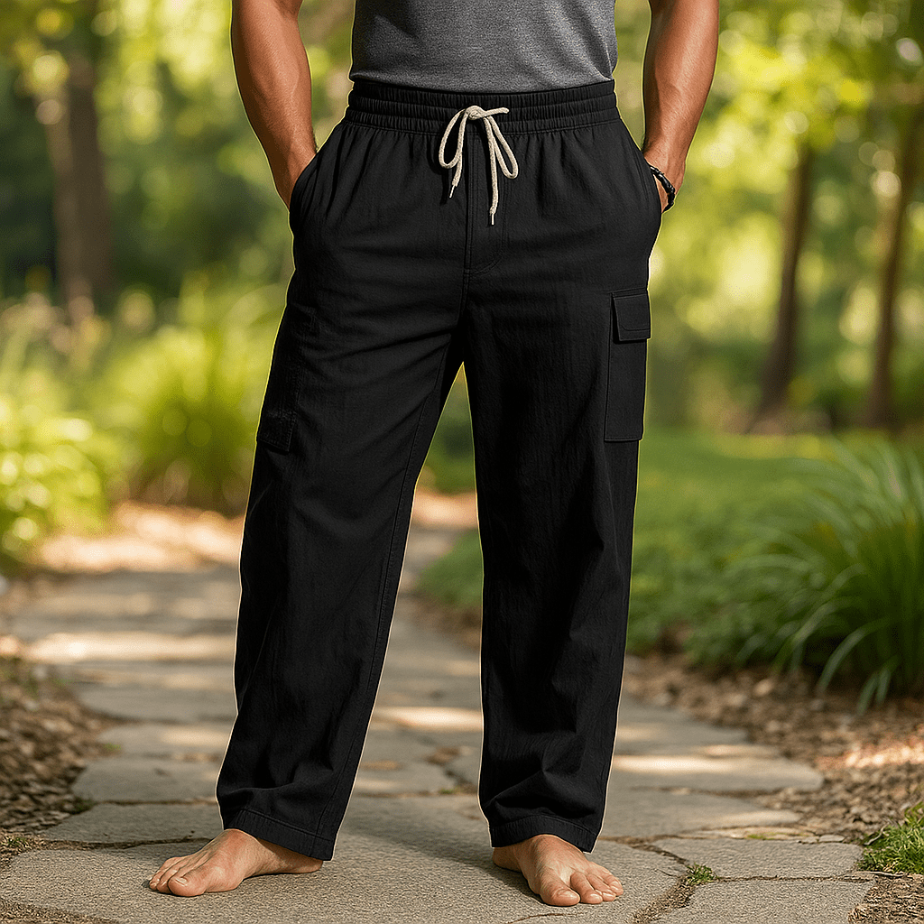 Męskie spodnie cargo - elastyczny pas - wiele kieszeni - vivano - warszawa