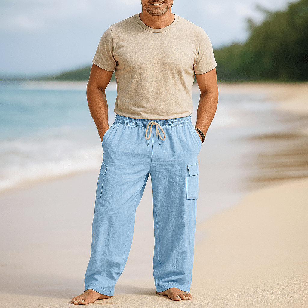 Męskie spodnie cargo - elastyczny pas - wiele kieszeni - vivano - warszawa