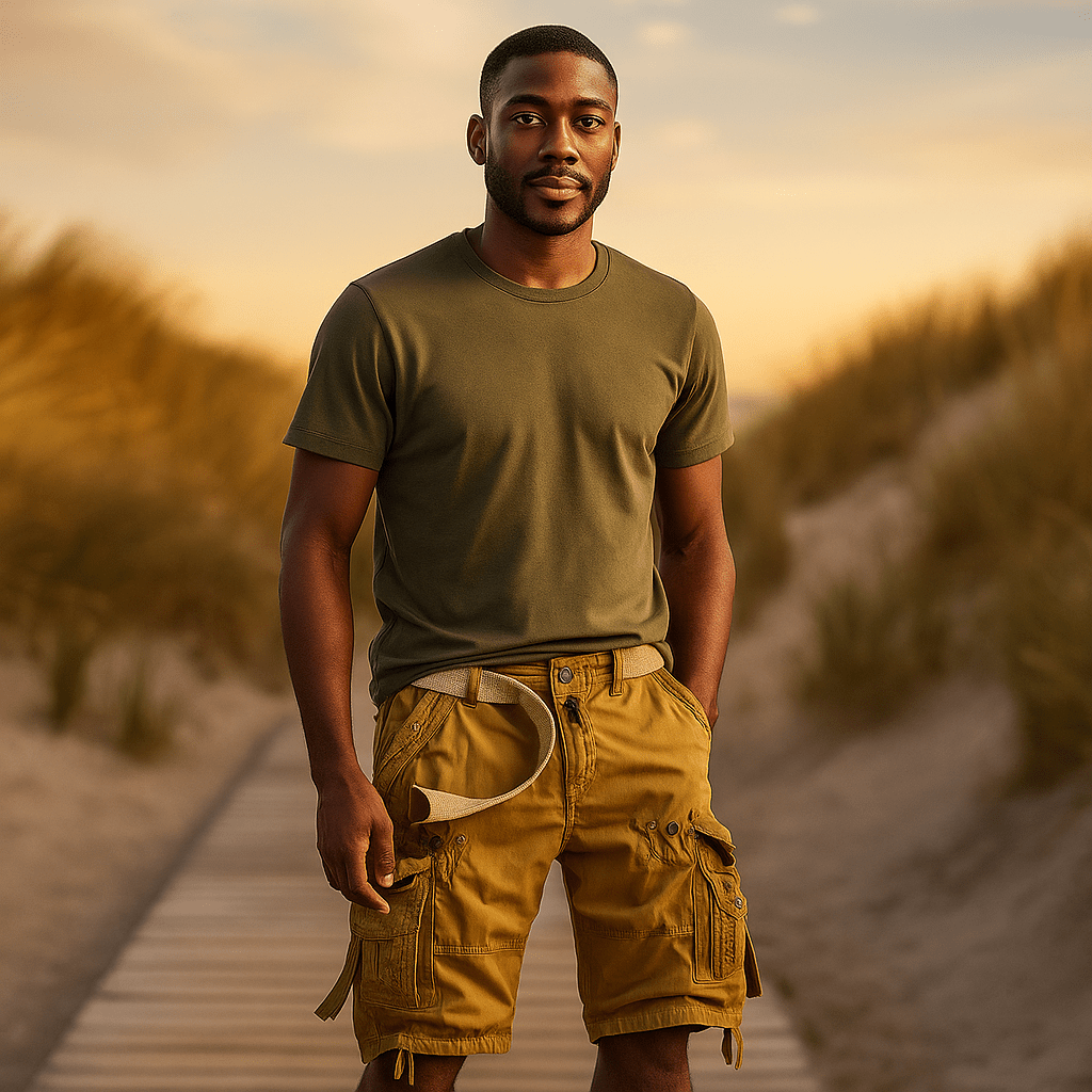 Męskie Szorty Cargo - Długość do Kolan - Oddychające - Wiele Kieszeni - Z Pasem - vivano - warszawa