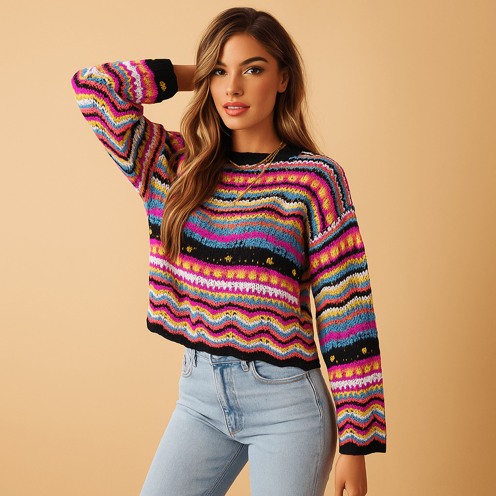 Modny luźny sweter dla kobiet - Wygodny - Stylowy - Oddychający - vivano - warszawa