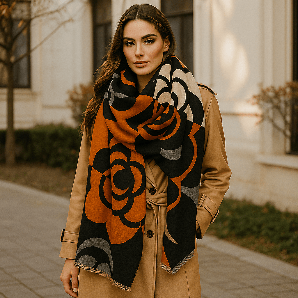 Odwracalny Szal Luksusowy – Elegancki Wzór Kwiatowy