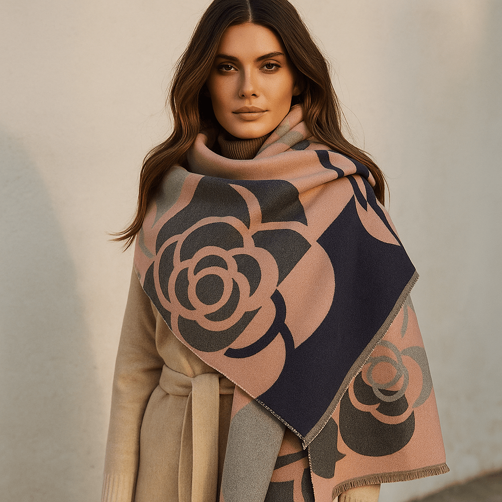 Odwracalny Szal Luksusowy – Elegancki Wzór Kwiatowy