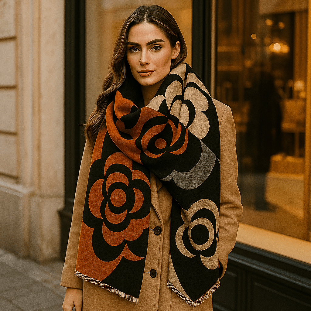 Odwracalny Szal Luksusowy – Elegancki Wzór Kwiatowy