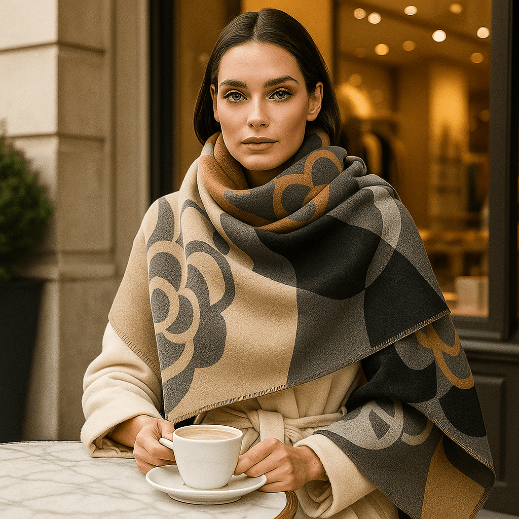 Odwracalny Szal Luksusowy – Elegancki Wzór Kwiatowy