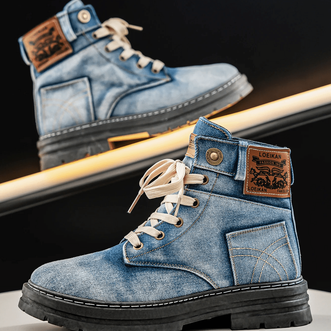 Męskie Skórzane Botki - Sznurowane - Wytrzymała Podeszwa - Casual